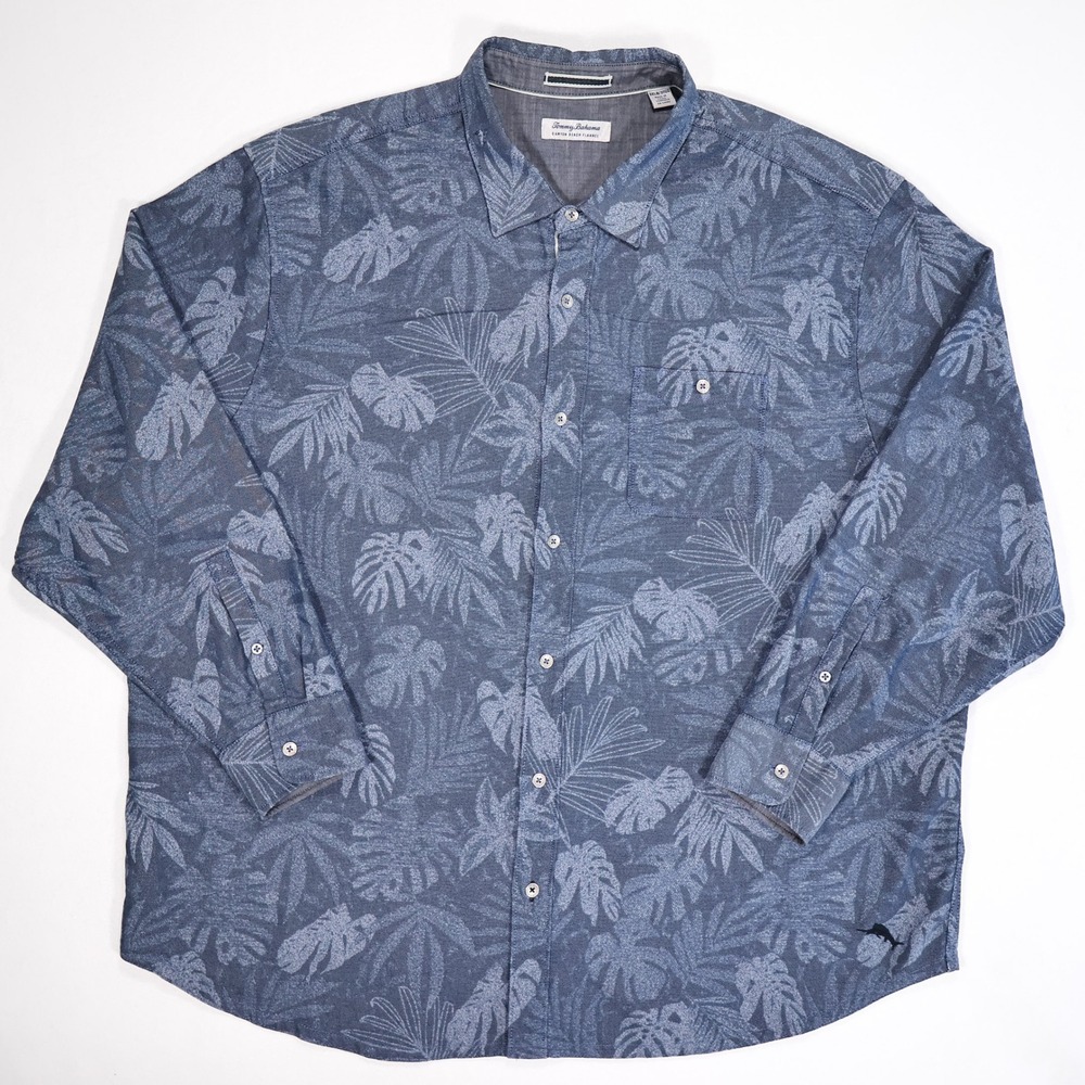 TOMMY BAHAMA Men's 3XLB Blue Floral Print Canyon Beach Flannel Button Up Shirt - Picture 2 of 8